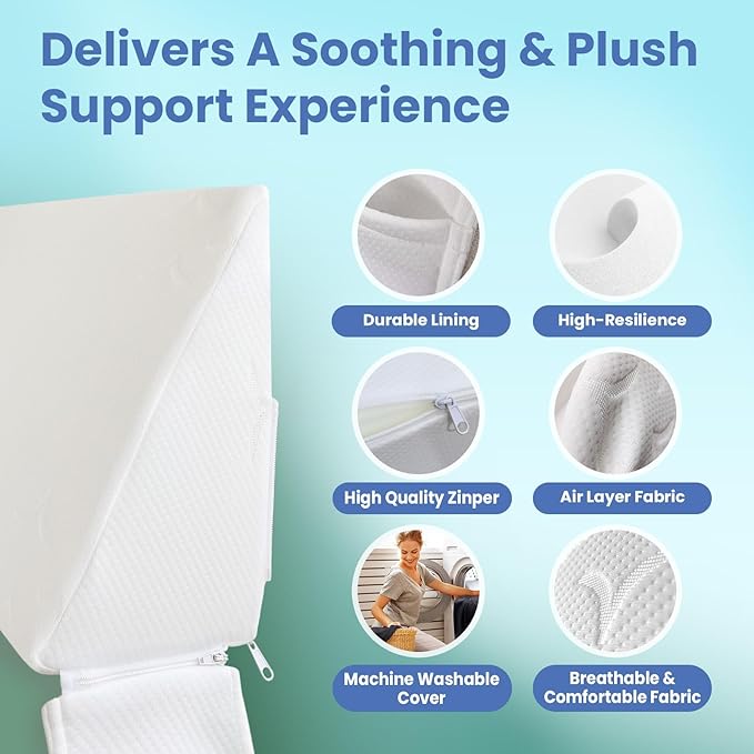 Wedge Pillow Headboard, Ultimate Comfort Bed Wedge Pillow for Headboard, Relaxation Bed Gap Filler for Queen(60"x10"x6"), Foam Pillow Wedge for Headboard Gap, Overall Bed Gap Filler.