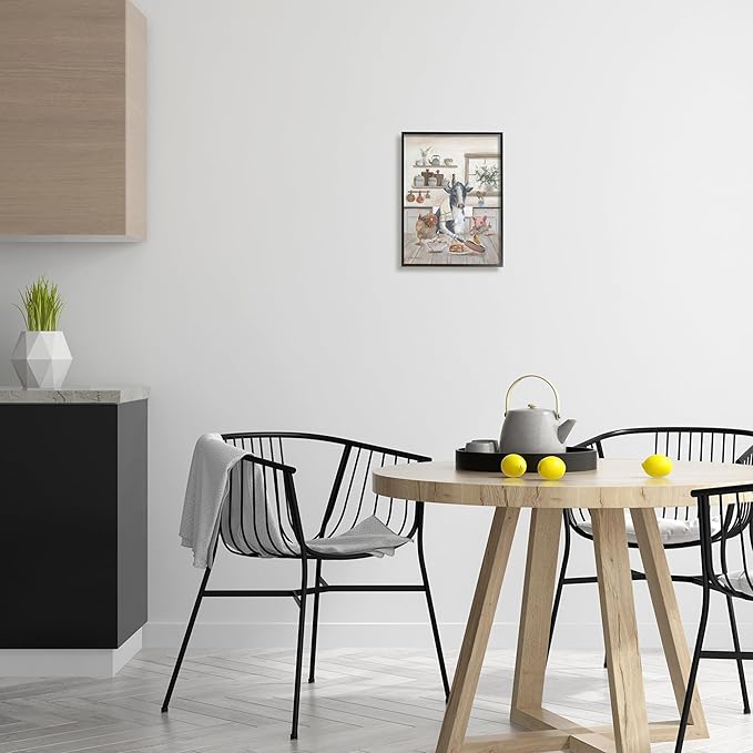 Stupell Industries Farm Animals in Kitchen Black Framed Giclee Art Design by Pam Britton