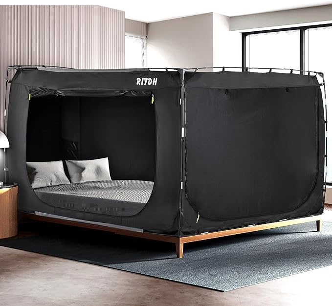 Bed Tent Bed Canopy Queen Size Tents for Adult and Kids- Portable Dream Tent Indoor Sleeping Tents 70% Blackout with 3 Doors Breathable Big Space Tents