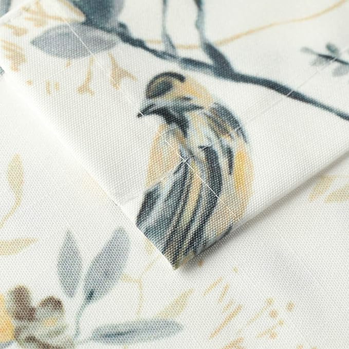 Leeva Farmhouse Style Linen Textured Short Window Treatment, Elegant Grey Birds Curtain Tiers for Bathroom Living Room Cafe, 2 Panels Set, 29 x 30 Inch