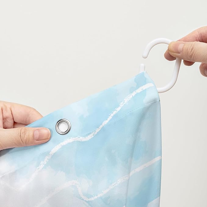 AILONEN Sea Octopuses Shower Curtain Set, Cartoon Octopus with Flowers Waterproof Fabric Shower Curtain,Watercolor Blue Ocean World Cloth Bath Curtain for Bathroom Decor with Hooks,72" Wx84 H