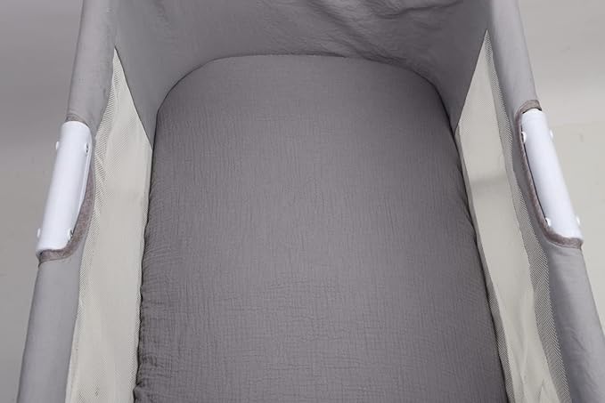 Muslin Bassinet Sheets 32"x 16" Compatible with Dream On Me Karley Bassinet, Delta Children Deluxe and Safety 1st Bassinet, 2 Pack 100% Cotton, Grey and Green