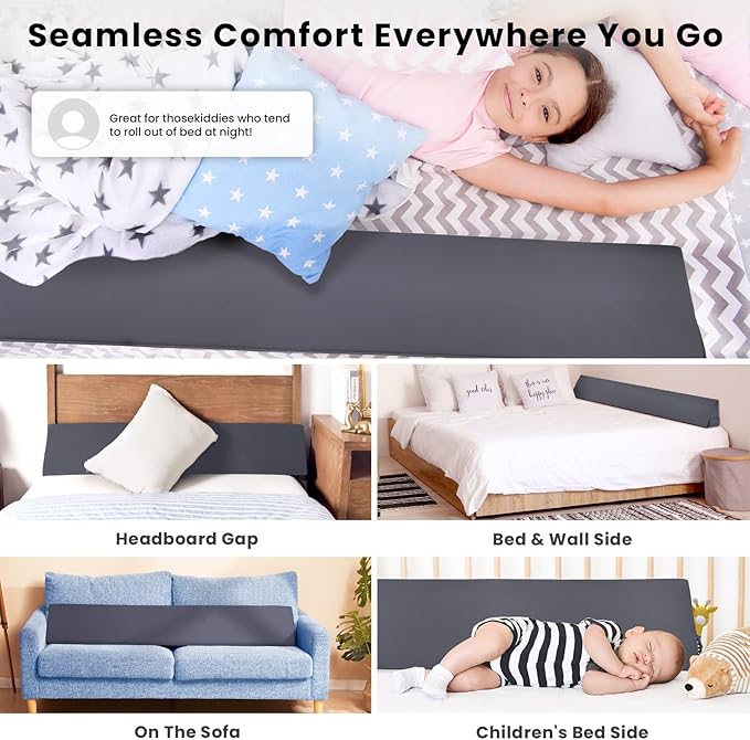 Wedge Pillow Headboard, Ultimate Comfort Bed Wedge Pillow for Headboard, Relaxation Bed Gap Filler for Cal King, Foam Pillow Wedge for Headboard Gap, Overall Bed Gap Filler. 2 Covers.