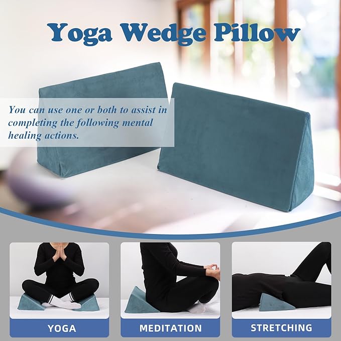 Small Wedge Pillow, Wedge Pillow for Bed Sores, Positioning Pillow, Positioning Wedge, Yoga Wedge Pillow, Mini Wedge Pillow for Laptop, Small Wedge Pillow for Chair (1 Unit, Light Blue)