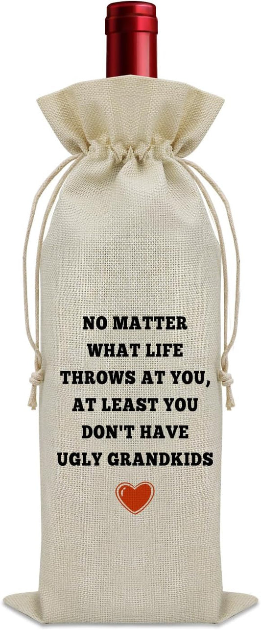 Sazuwu Funny Grandparent Gifts Wine Bag Grandparent Gifts from Grandchildren Grandma and Grandpa Gifts Wine Bottle Decoration Bag Grandmother Grandfather Gift Wine Accessories Gifts for Wine Lovers