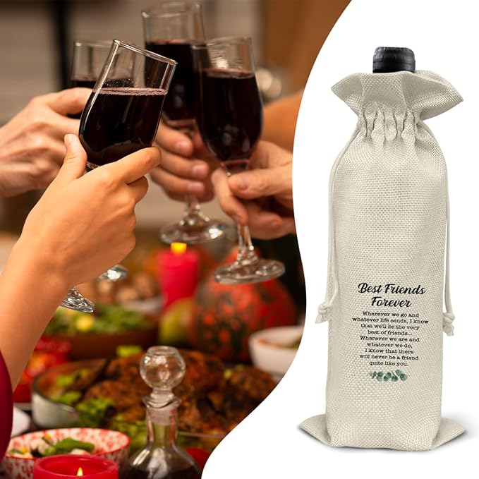 HOIJAUMAI Friendship Gifts Best Friends Wine Bag Best Friends Forever Wine Gift Bags for Women Men