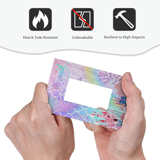 Silvery Glitter Cute Mermaid Tail Fantasy Castle 1 Gang Rocker Light Switch Covers Single Decora Outlet Wall Plate Decorative Switchplate Faceplate GFCI for Kidroom Nursery Bedroom Kitchen Decor