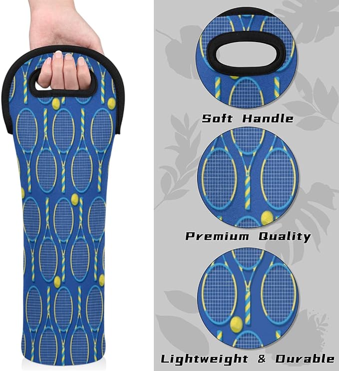 Single Bottle Wine Gift Tote Carrier Tennis Yellow Blue Neoprene Wine Tote Bags Holder Cooler Wine Gift for Women Men