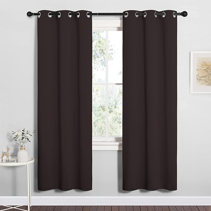 NICETOWN Blackout Curtain Panels for Bedroom Window, Triple Weave Microfiber Energy Saving Thermal Insulated Solid Grommet Blackout Draperies and Drapes(One Pair, 34 inches by 72 inches, Toffee Brown)