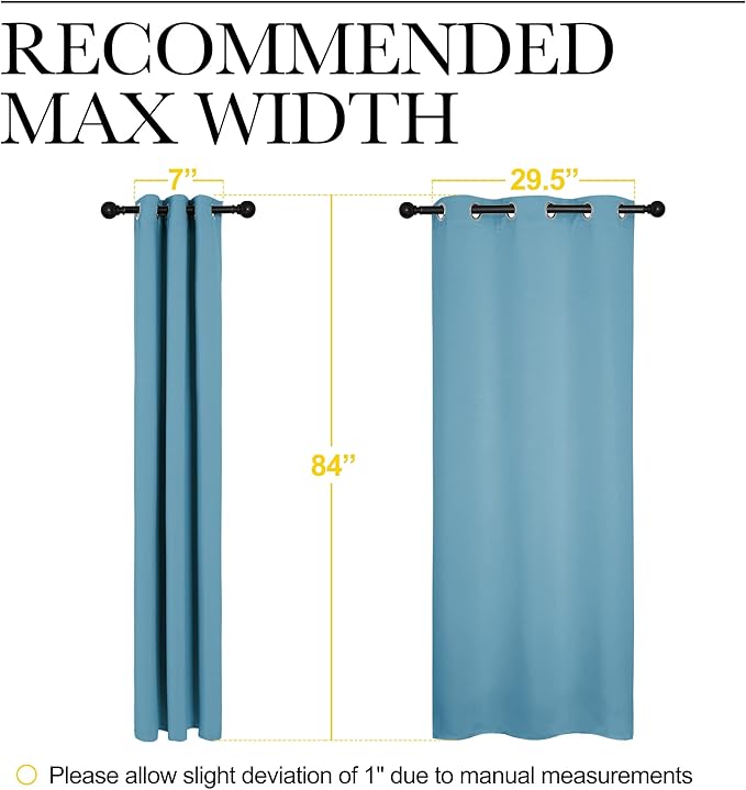 NICETOWN Thermal Curtains for Kids Room, Window Treatment Thermal Insulated Solid Grommet Blackout Drape Panels for Bedroom (Teal Blue, Set of 2, 34 by 84 inches)