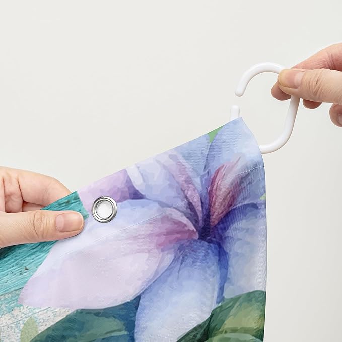 AILONEN Cute Sea Turtle Shower Curtain,Cartoon Beautiful Turtle with Flowers Shower Curtain Set for Bathroom,Ocean Animal Waterproof Fabric Shower Curtain with Hooks,72" W*72" H