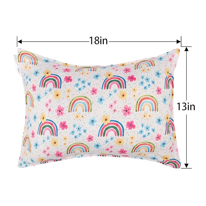 ALVABABY Toddler Pillow Cover Fits 13 x 18,12x 16 Kids Pillow 2 Pack Stretchy Soft Baby Pillow Cover Envelope Kids Pillowcases for Boys Girls Rainbow 2TPE03