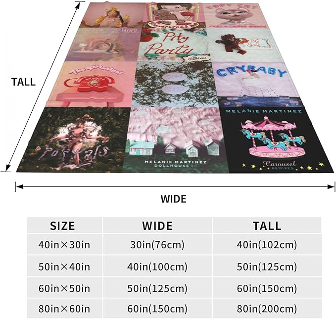 Melanie Merch Martinez Blanket, Melanie Birthday Decorations Martinez Cozy Lightweight Throw for Couch, Sofa, Chair, Bed, Picnic Blanket Gifts for Girl (Melanie Merch Martinez, 50"x40"(Small))