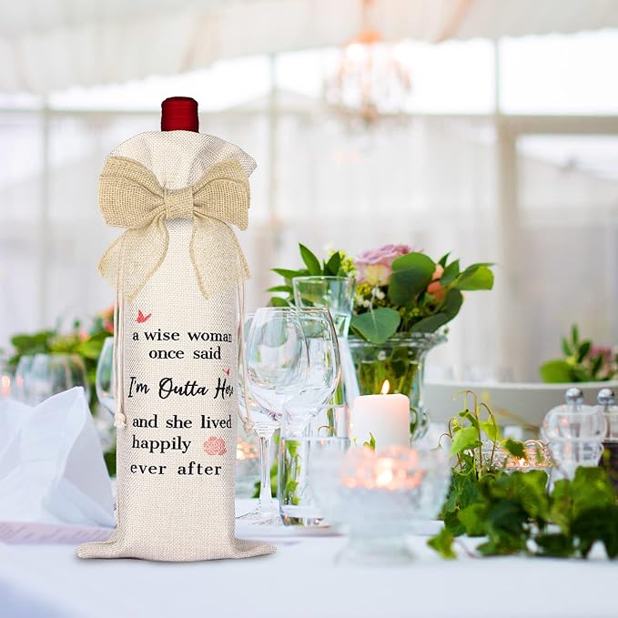 OXYEFEI Wine Gift Bag, Personalized Custom Bag with Text, Retirement Gifts for Women 2022, Coworker Leaving Gift, Goodbye Farewell Gifts