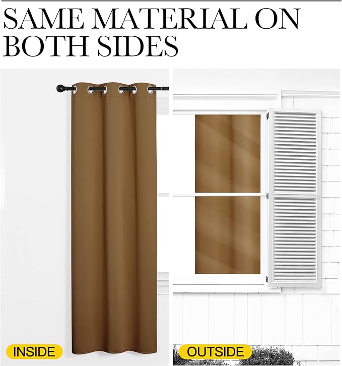 NICETOWN Sleek Blackout Curtains 90 inches Length for Windows, Noise Reducing and Block Draft Panels for Door Doorway Laundry Office Luxury Decor Theme (2 Panels, Gold Brown, W42 x L90 -Inch)