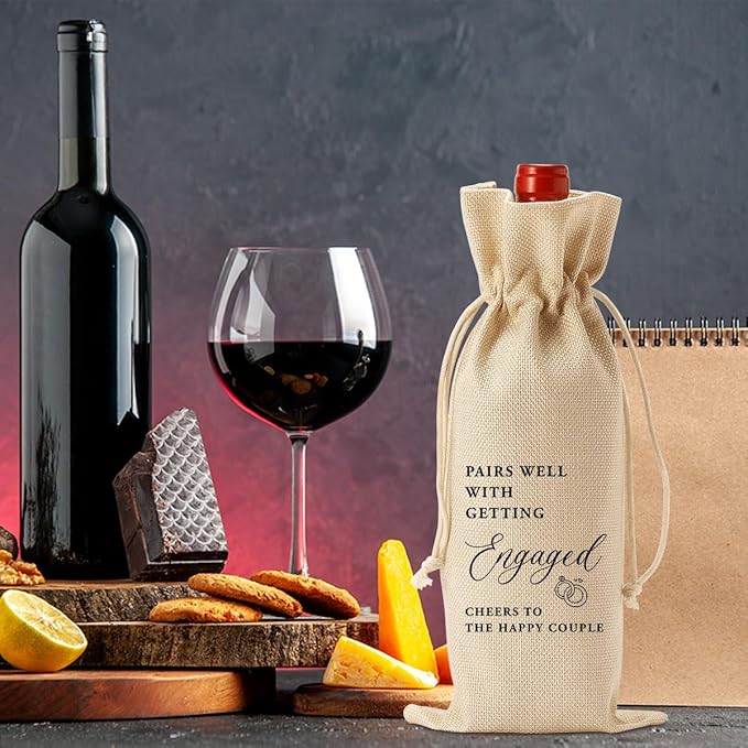 Engagement Wine Gift Bag, Engagement Gift for Couples Wine Bag, Engagement Party Gifts, Pairs Well With Planning A Engagement Wine Bag, Mr And Mrs Engagement Gift Ideas Wine Bottle Bag