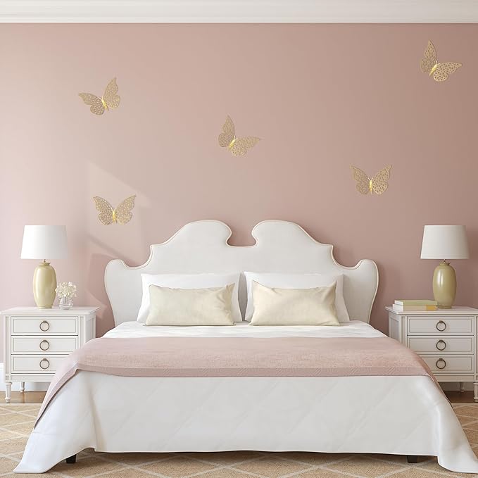 uxcell 72Pcs 3D Beautiful Butterfly Removable DIY Wall Stickers for Birthday Party Decorations Cake Decorations, Gold