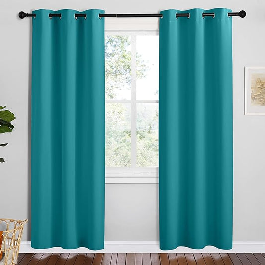 NICETOWN Room Darkening Curtains 78 inch Length 2 Panels, Peacock Teal, 2 Pieces, W42, Thermal Insulated Grommet Blackout Curtains for Modern Casual Elegant Bedroom Kids Room Theme Decoration