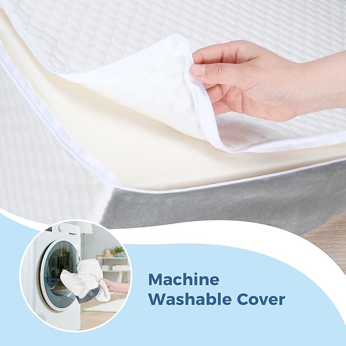 COOLBEBE Bed Wedge Pillow for Sleeping,12Inch Elevated Wedge Pillow for Sleep Apnea, Foam Wedge Triangle Pillow for Acid Reflux, Gerd and Snoring - Breathable Air Layer Washable Cover