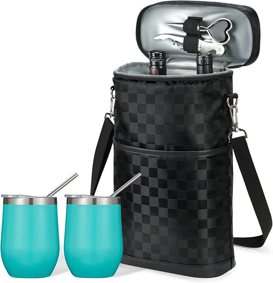 AW BRIDAL Wine Gifts Bag for Women Wine Gift Basket Personalized Birthday Gifts for Women Wine Lover Gifts Wine Tote Bag for Travel Insulated Wine Bags with Tumblers