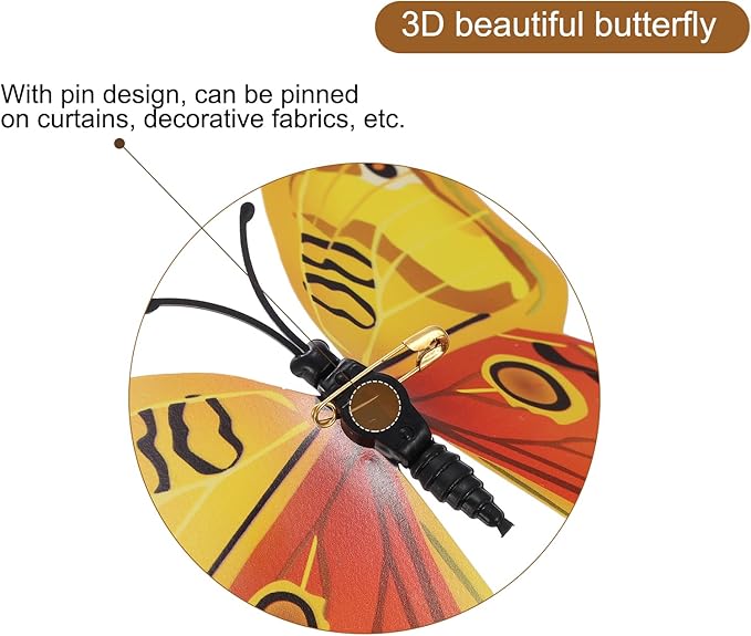 uxcell 120Pcs 3D Beautiful Butterfly Removable DIY Wall Stickers for Bedroom TV Background Decorations, Yellow