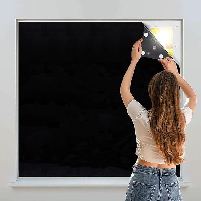 Portable Blackout Shades 100% Blackout Curtains for Bedroom Small Window Curtains No Light Kitchen Windows Insulated for Nursery for Baby Travel Curtain,Black,56" W x 120" L,1 Panel