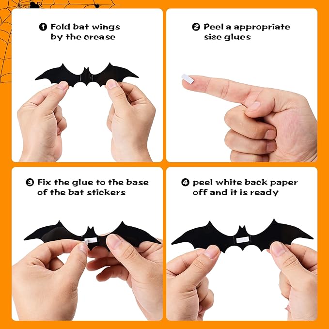 Bats Wall Decor,240 Pcs Bats Halloween Decoration, 4 Different Sizes 3D Bat for Halloween Decorations Clearance, Halloween Bat Stickers for Wall Decor