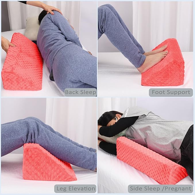 Body Wedge Pillow for Side Sleeping, Body Position Side Wedge Pillow, Back Positioning Elevation Pillow, Back Wedge Pillow for Side Sleepers, Wedge Pillows for After Surgery, Back Pain(Red-Dot)