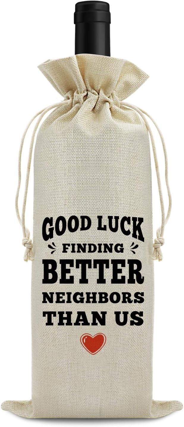 Neighbor Gifts Housewarming Gifts for Neighbor Wine Bag Moving Away Gift Parting Gifts for Neighbors Wine Gift Bag Thank You Gift for Women Men Birthday Christmas Best Gift for Awesome Neighbors