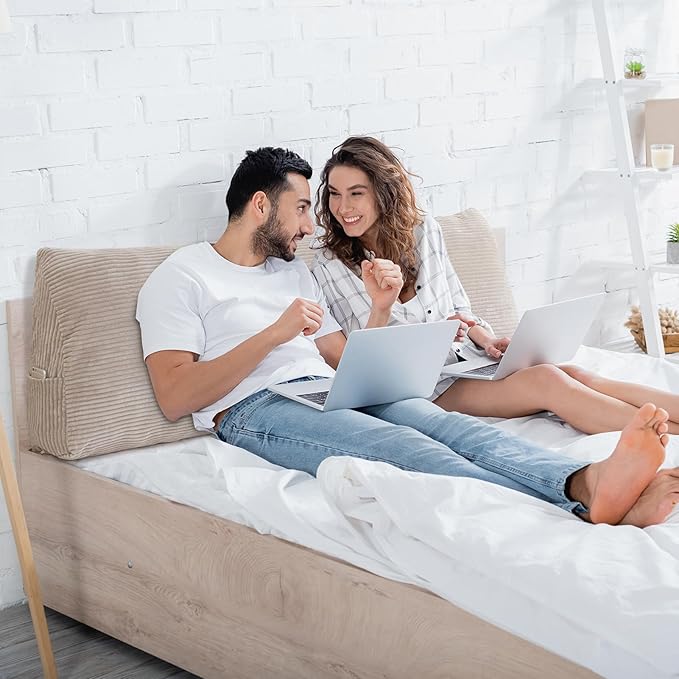 HIGOGOGO Wedge Headboard Pillow, Bed Rest Reading Pillow, Backrest Positioning Support Bolster Cushion with Removable Cover,King Size 76.8X20.4X8.4,Grey