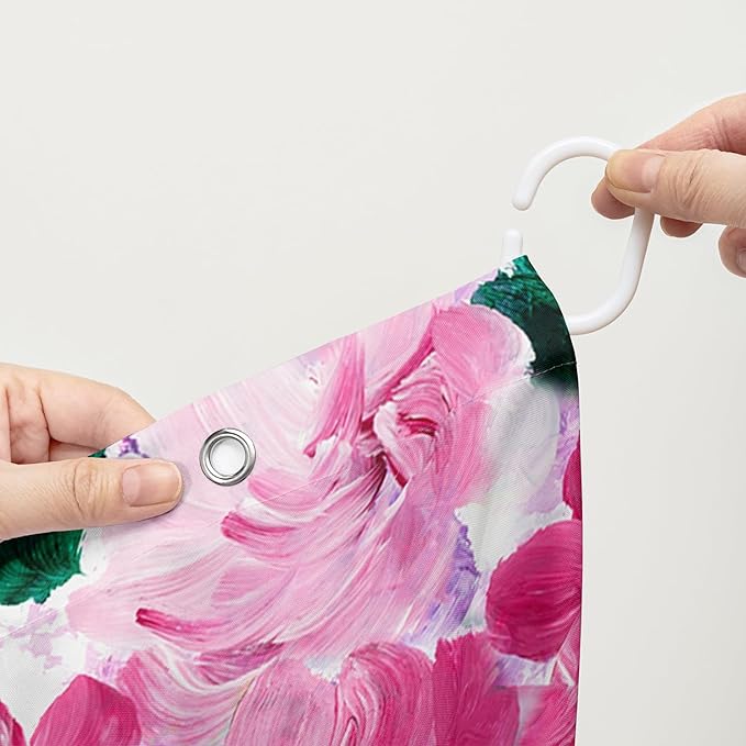 AILONEN Rose Shower Curtain,Large Group of Roses Waterproof Fabric Shower Curtain Set for Girls Kids Teens, 72" W*96" H Oil Painting Rose Theme Bathroom Decor