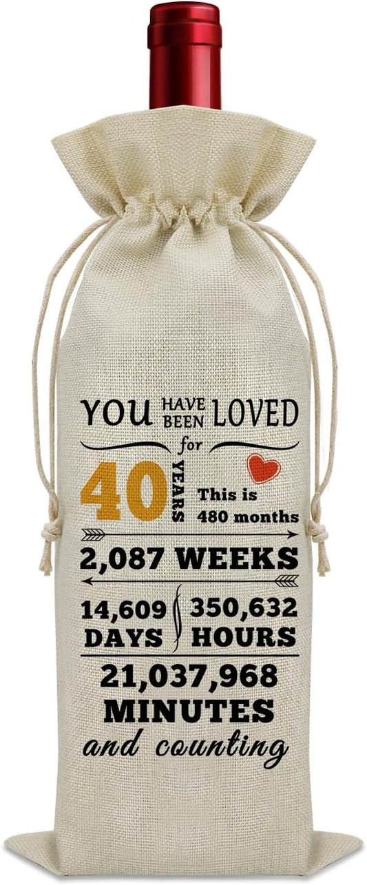 Sazuwu Happy 40th Birthday Gifts for Women Wine Bag 40 Year Old Birthday Gifts for Men Wine Bottle Storage Bag Funny Turning 40 Gifts Born in 1984 Gifts Wine Accessories Gifts for Wine Lovers