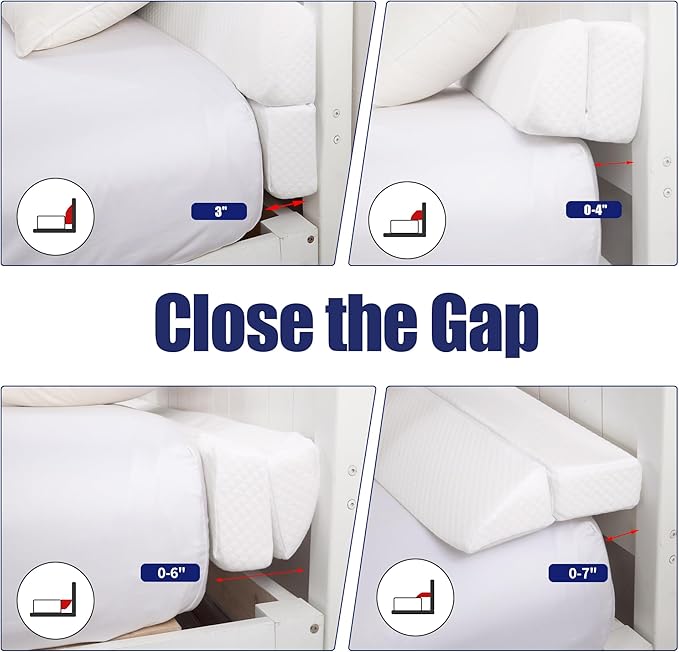 HOMBYS Wedge Pillow Headboard for Bed Gap,Foldable Bed Wedge Gap Filler Queen Size,Matterss Gap Filler,Multi Functional Bed Crack Pillow, Fill The Gap (0-7") Between Your Headboard and Mattress,White