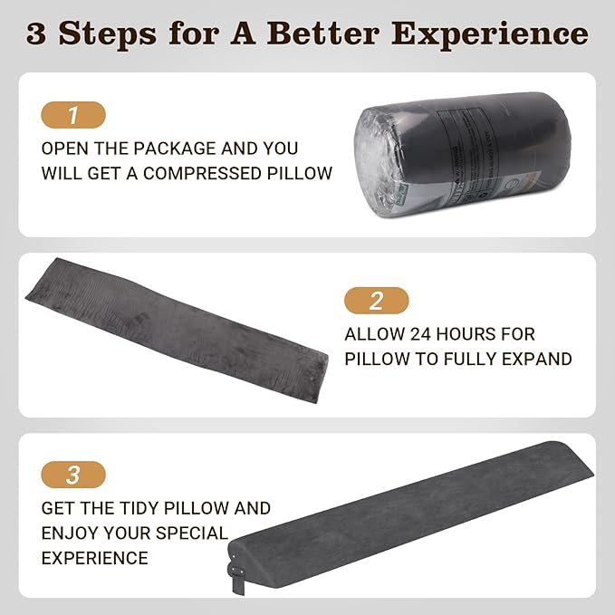 Heart-Shaped Bed Wedge Pillow for Headboard Gap with Adjustable Pocket, Grey Bed Gap Filler (0-8"), Headboard Bed Pillow Wedge, Mattress Gap Filler Queen(60"x10"x5")