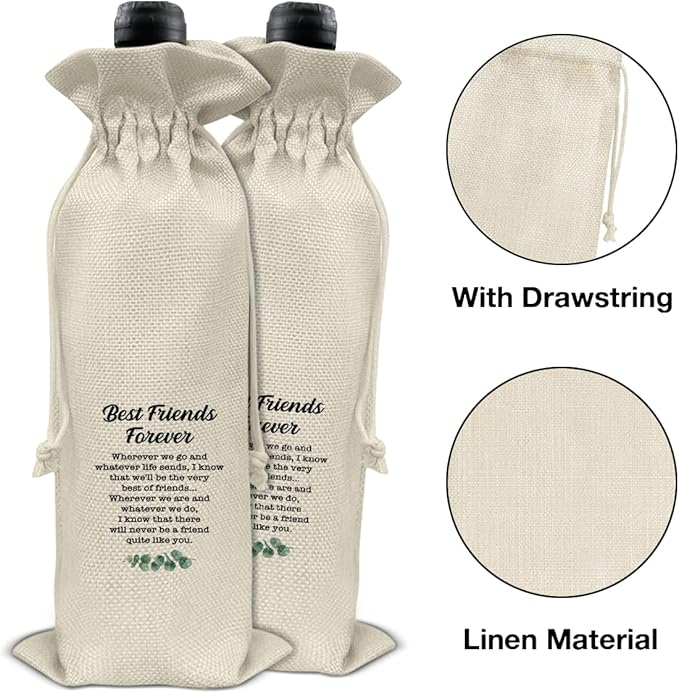 HOIJAUMAI Friendship Gifts Best Friends Wine Bag Best Friends Forever Wine Gift Bags for Women Men