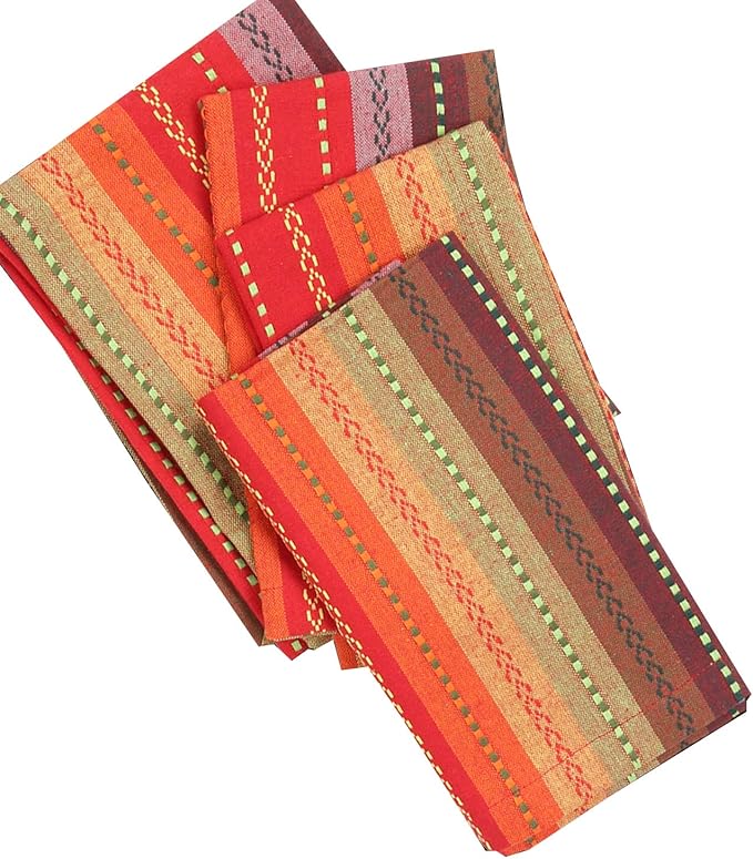 Cloth Napkins,Cotton Napkins,Dinner Napkins Cloth,Dinner Napkins,Cloth Napkins Set of 12 Cotton,Napkins Cloth,Cloth Napkins Cotton,Cotton Dinner Napkins, Salsa Stripe Napkins 18x18 Red Multi