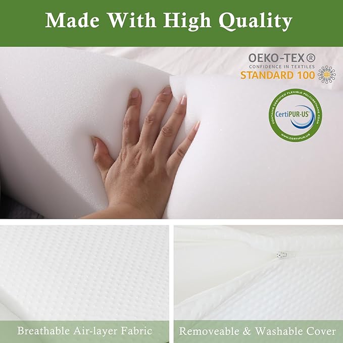 Bed Wedge Pillow for Headboard, Bed Gap Filler King of Headboard Pillow, Mattress Gap Filler Made with Triangle Pillow to Close The Gap (0-8") Between Headboard/Wall and Mattress (White, 76"x8"x 6")