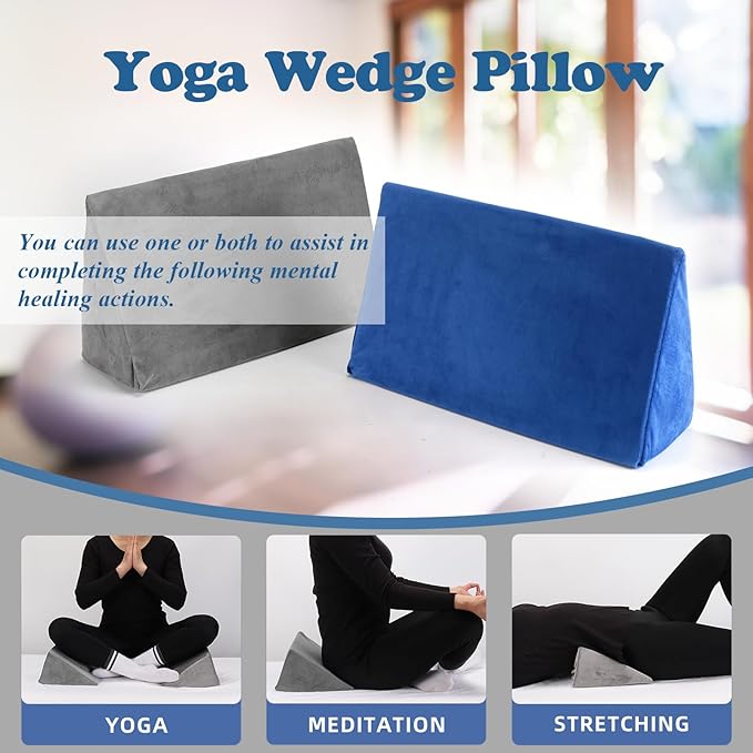 Small Wedge Pillow, Wedge Pillow for Bed Sores, Positioning Pillow, Positioning Wedge, Yoga Wedge Pillow, Mini Wedge Pillow for Laptop, Small Wedge Pillow for Chair (1 Unit, Grey)