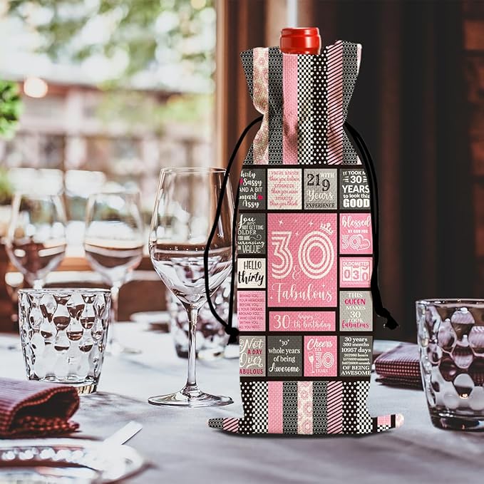 Funny 30 Year Old Birthday Gifts for Women Wine Bag, Happy Anniversary 30th Birthday Party Decorations for Him Her Wine Bags, 30th Birthday Gifts for Her Men Women Wine Bottle Bag