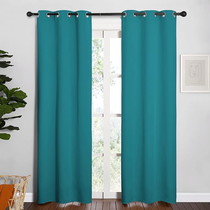 NICETOWN Room Darkening Curtains 84 inch Length 2 Panels, Thermal Insulated Grommet Blackout Curtains for Modern Casual Elegant Bedroom Kids Room Theme Decoration (Peacock Teal, 2 Pieces, W34)
