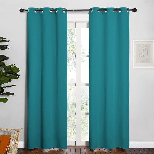 NICETOWN Room Darkening Curtains 84 inch Length 2 Panels, Thermal Insulated Grommet Blackout Curtains for Modern Casual Elegant Bedroom Kids Room Theme Decoration (Peacock Teal, 2 Pieces, W34)