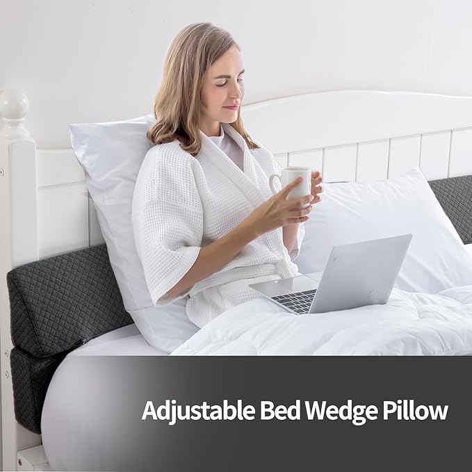 MABOZOO Pillow Wedge for Headboard Gap,Bed Gap Filler Full Size,Foldable Bed Wedge Pillow for Headboard,Grey Bed Wedge Gap Filler,Foam Mattress Gap Filler,54"x6"x6"