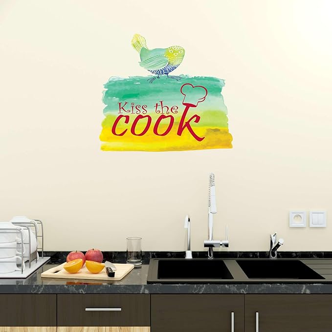 Kitchen Chef Love cook Vinyl wall Art Decal Home Wall Decoration Loving Home Kitchen Kiss The Cook - Size: 40 in x 36 in