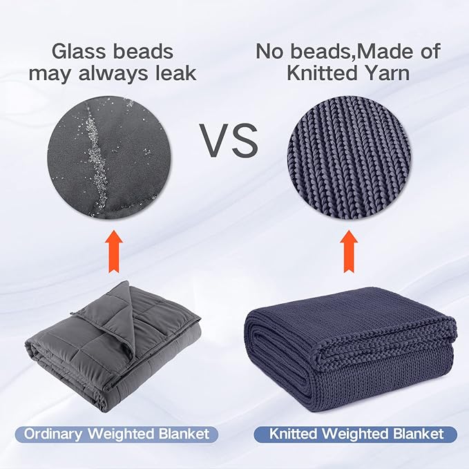 Knitted Weighted Blanket(Dark Grey 60"x80" 15lbs),Home Décor Cooling Throw Blanket for Hot Sleepers,Hand Made Chunky Knit Heavy Blanket for Adults Use on Queen/King Size Bed