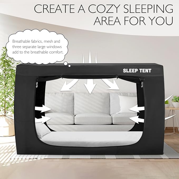 BORNA Bed Tent Bed Canopy Full Size for Adult and Kids,Portable Sleeping Tents Dream Tents Indoor for Kids and Adult, Breathable Privacy Space on Bed with Three Doors (Mattress Not Included)