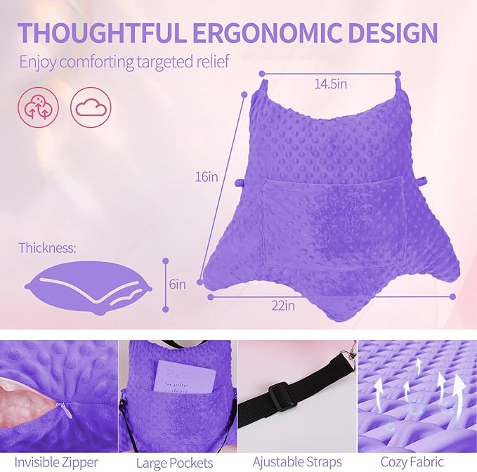 Hysterectomy Pillow with Pocket for Ice/Hot Packs, Abdominal Surgery Recovery Pillow for Women, Post-Surgery Support Cushion(Purple)