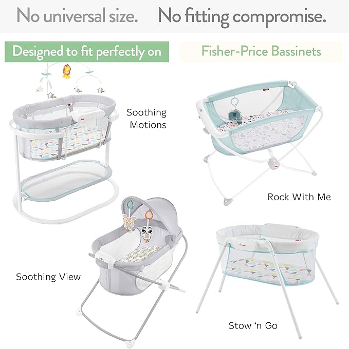 Bassinet Fitted Sheets for Fisher Price Bassinet Soothing Motions, Stow and Go, Rock with Me and Soothing View Bassinet – Snuggly Soft 100% Jersey Cotton – Beige + Rusty Brown – 2 Pack