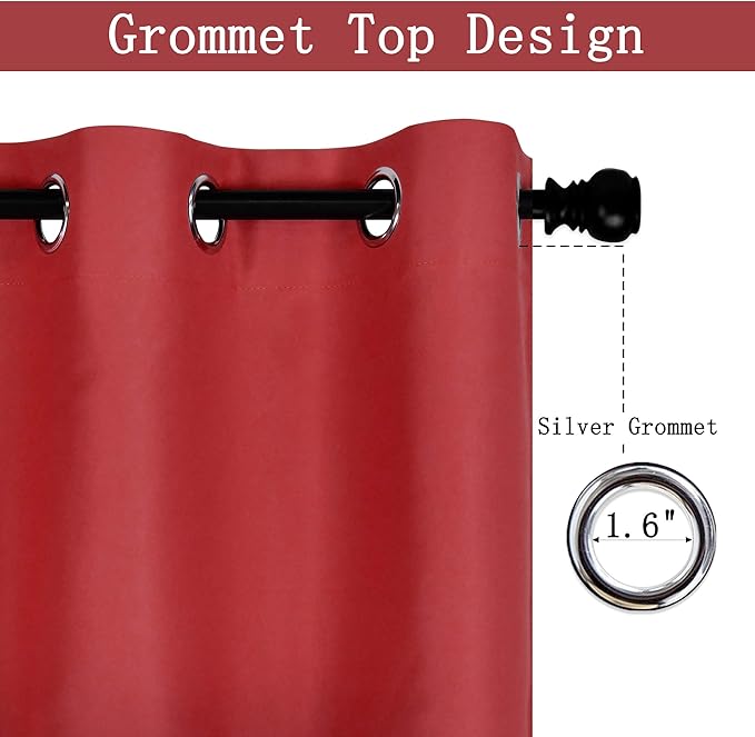 Red Christmas Valance for Kitchen Blackout Grommet Curtain Valance Window Treatment for Living Room Short Straight Drape Valance for Bedroom Kids Room/Basement/Loft 70X18 Inch Long 1 Panel