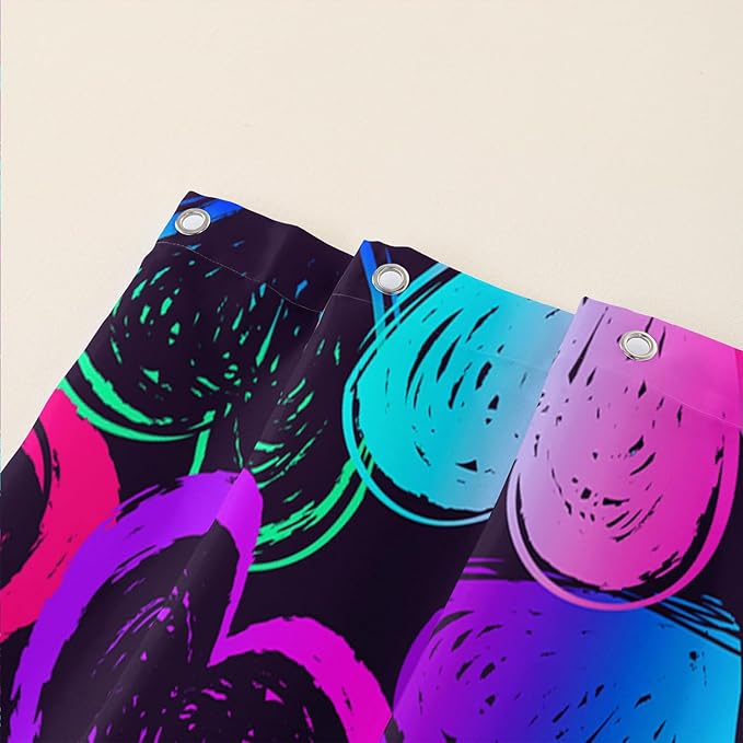 AILONEN Hearts Shower Curtain for Bathroom, Colorful Hearts Love Theme Bath Curtain for Kids Girls Women,Abstract Hearts Print Black Shower Curtain Waterproof with 12 Plastic Hooks, 60" W*72" H