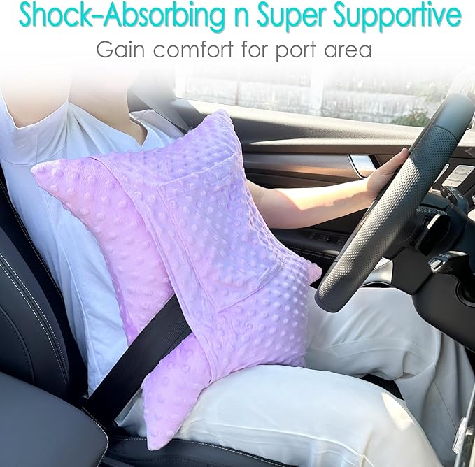 Heart Surgery Pillow Shock Absorbing for Open Heart Surgery After Bypass Coughing with 2 Pockets - Recovery Gifts with Hands Placement Pouch, Minky Dot Lavender